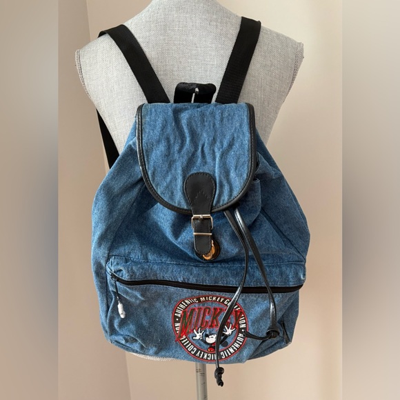 Disney Handbags - Vintage Mickey Mouse Denim Back Pack